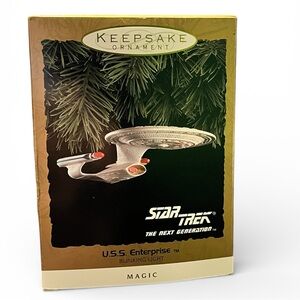 Keepsake Hallmark 1993 Star Trek Ornament ~ U.S.S. ENTERPRISE ~ Blinking Lights